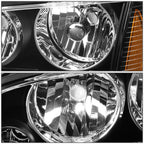 Set of 2 Black/Amber Signal Turn Signal Headlights for Dodge Charger (2006–2010)