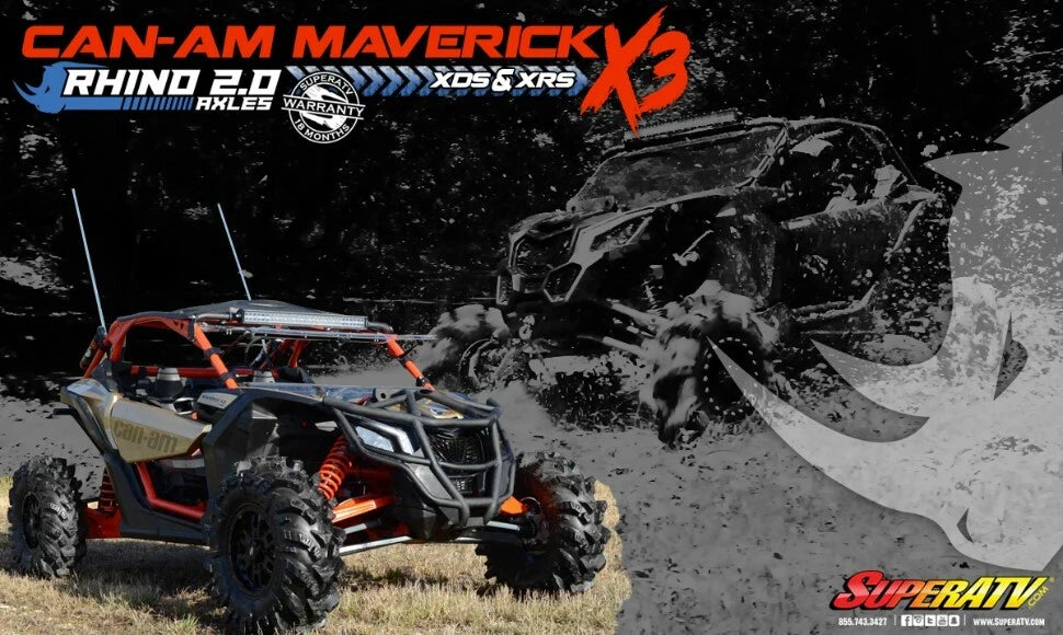 SuperATV Rhino 2.0 Rear Axle for Can-Am Maverick X3 (2017–2023)