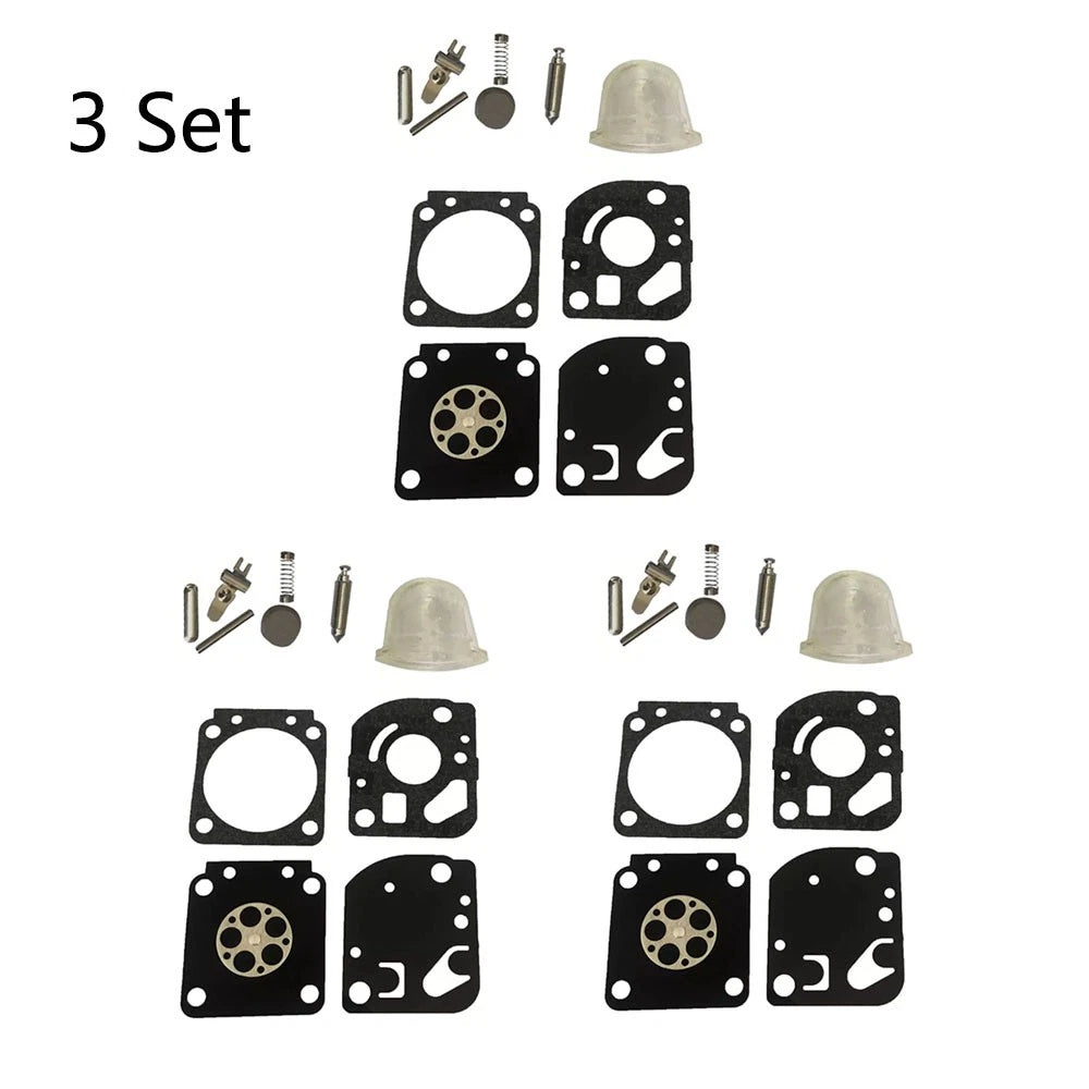 Set of 3 Trimmer Carburetor Repair Kits for Zama RB-115 C1U-W18 C1U-W18A C1U-W24