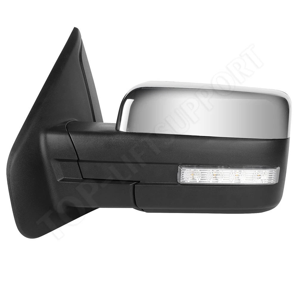 Pair of Power Heated Side View Mirrors for F150 (2004–2014) Chrome