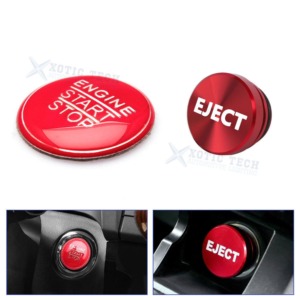 Red Alloy Engine Start + Cigarette Lighter Eject Button Trim for Lexus IS200t (2016–2017)