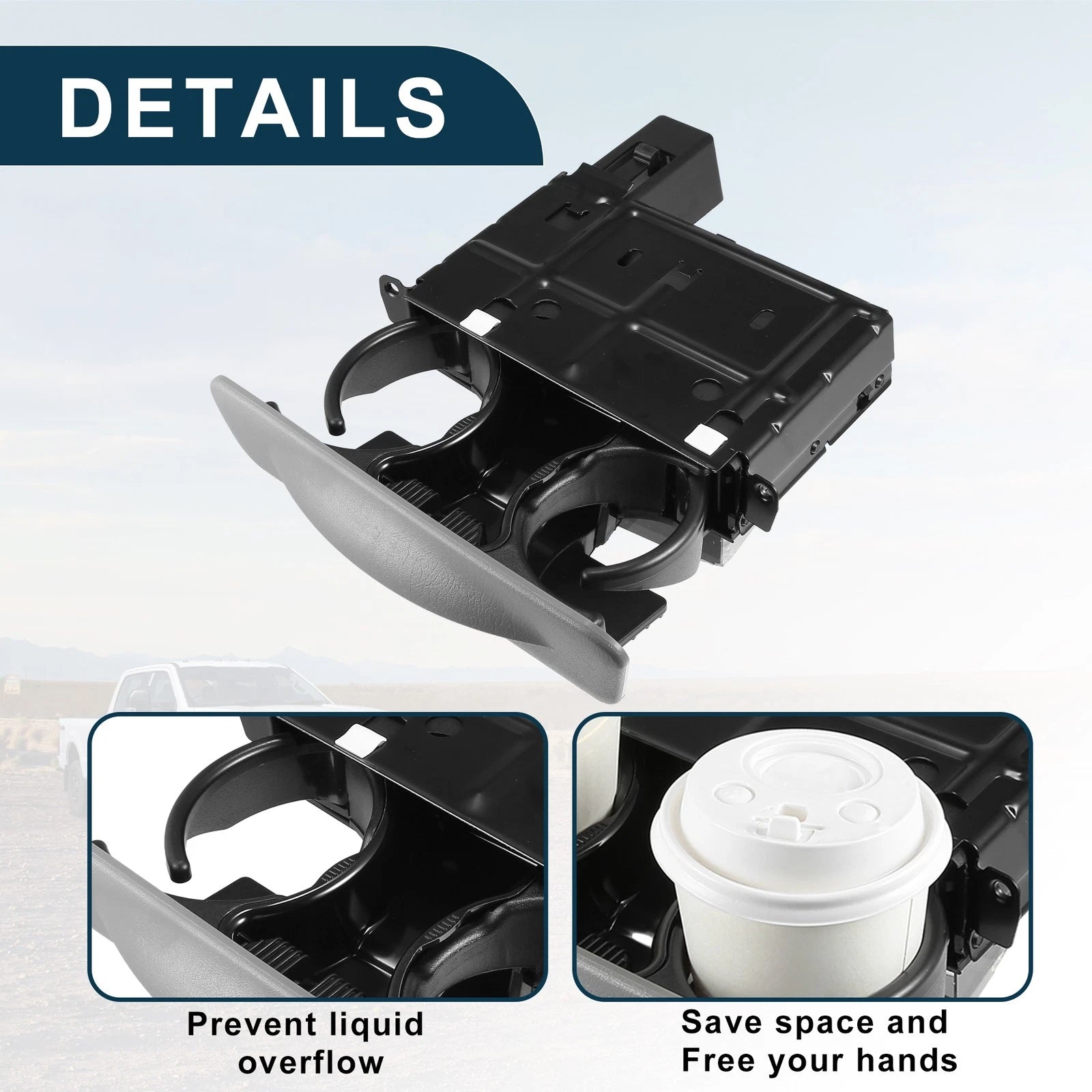 Cup Holder for Ford F-350 (1999–2001) Gray Instrument Panel Drink Holder