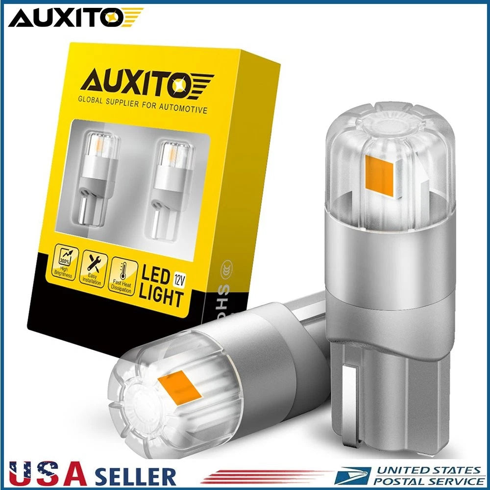 2X Amber LED Front Side Marker Light Bulbs for AUXITO 168 194 2825 T10