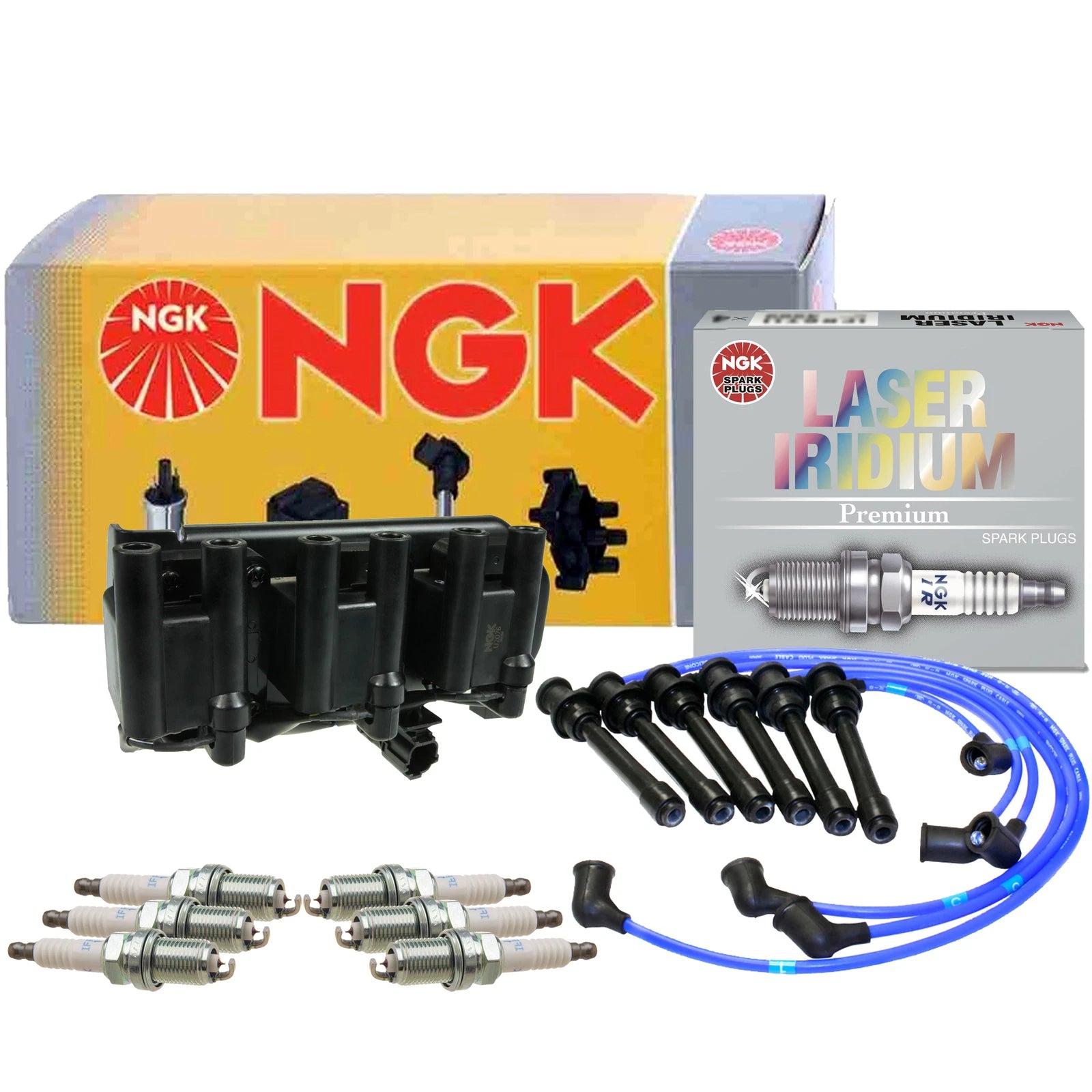 NGK DIS Ignition Coil Wires & 6 Laser Iridium Spark Plugs for Hyundai Kia (V6)