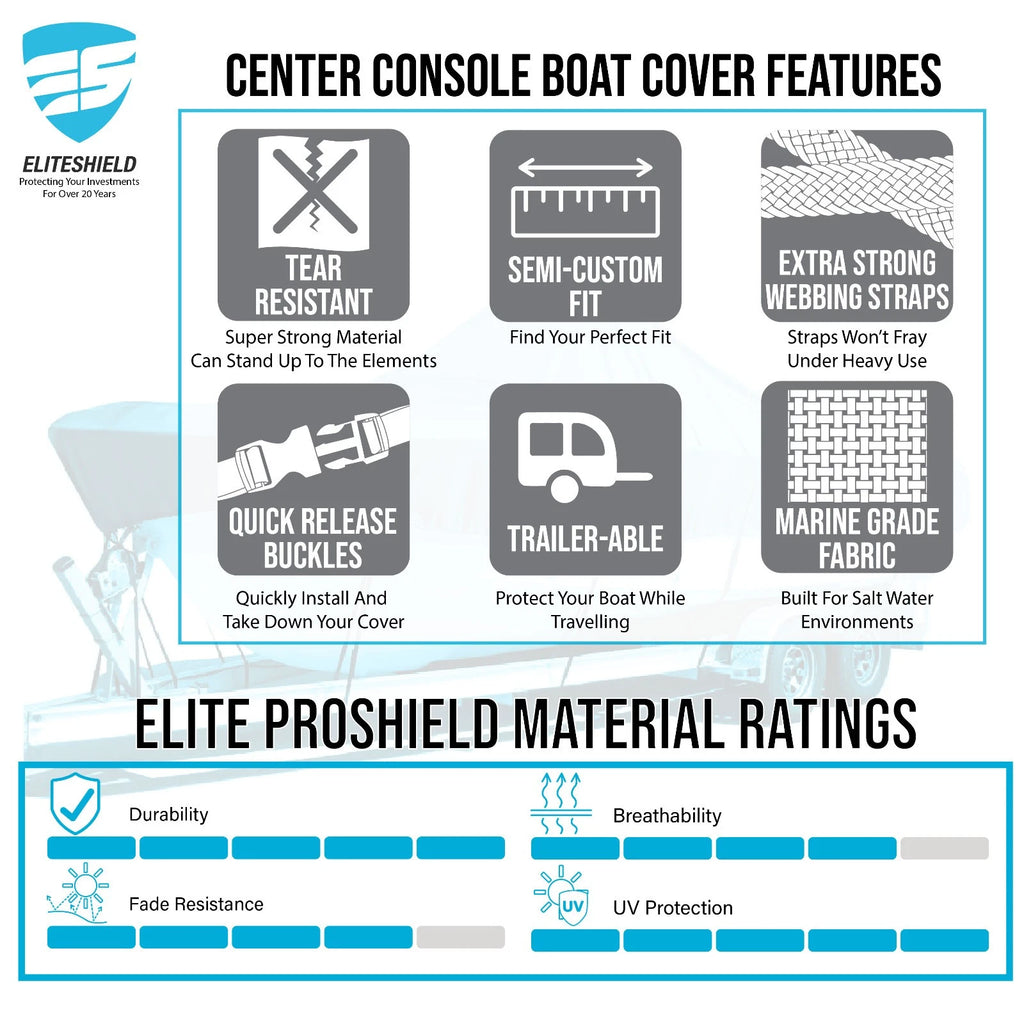 Boat Cover for Clearwater 2100 Baystar Bay Center Console (600D)