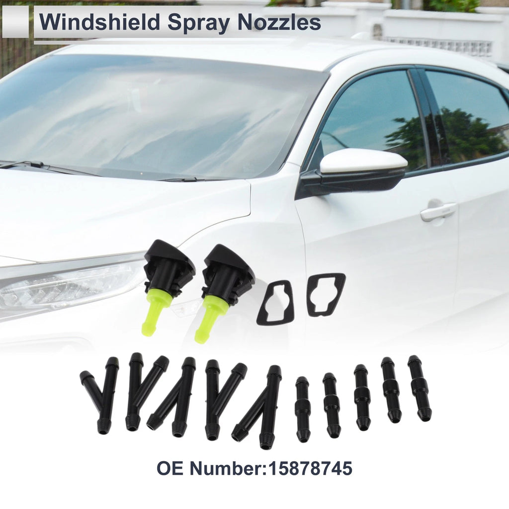 Washer Nozzle Set of 5 w/ Hose Connector for Chevrolet (No. 15878745)