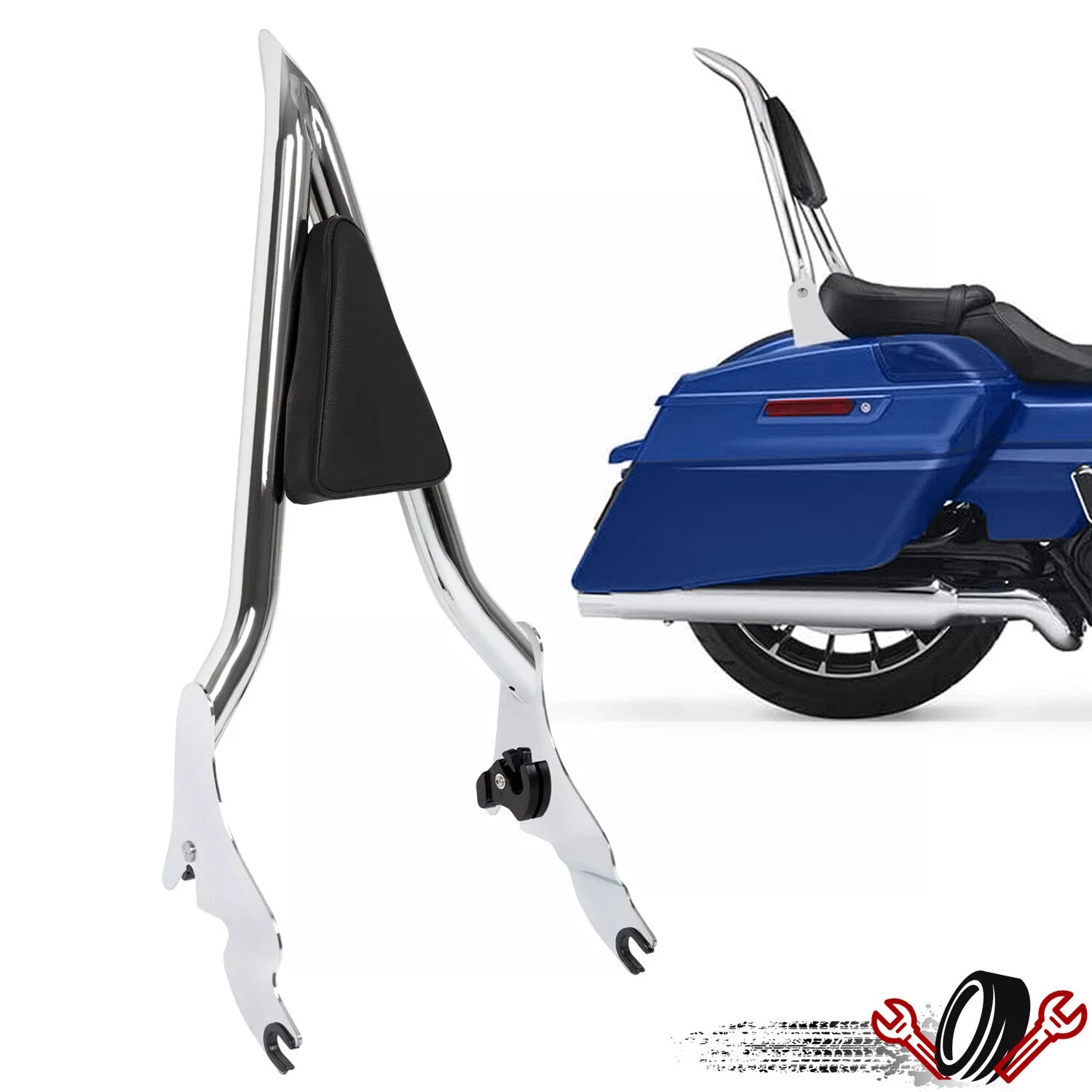 28" Chrome Backrest Sissy Bar for Harley CVO Street Glide Road King (2009–2024)