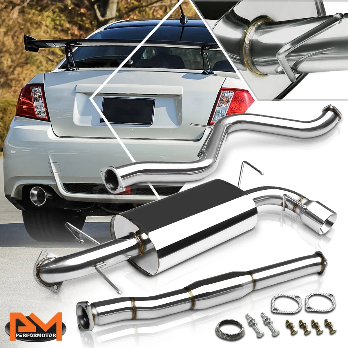 4" Rolled Tip Muffler Catback Exhaust for Subaru WRX (2008–2014)