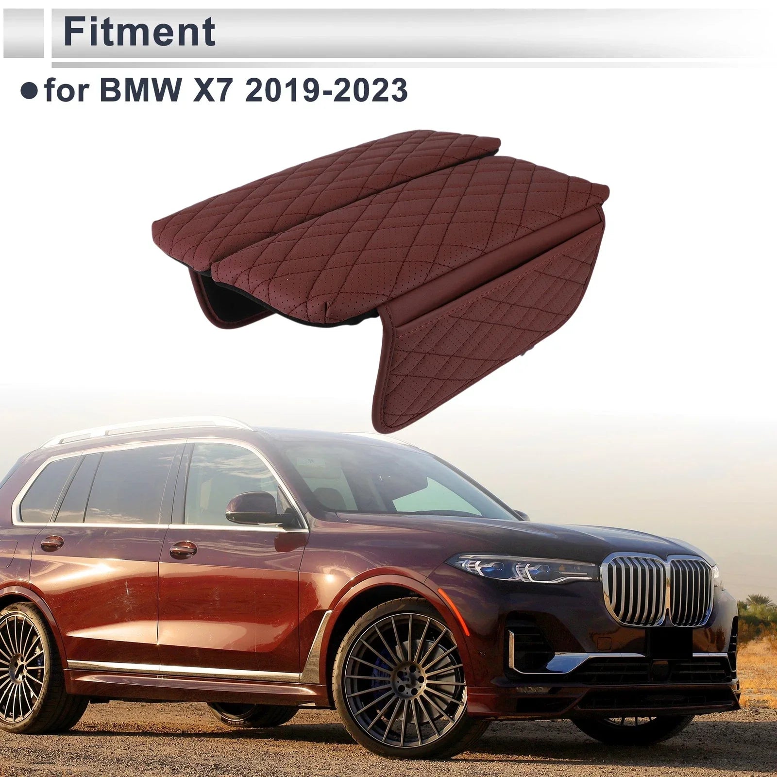 1 x Pair Car Center Console Cover with Storage Bag for BMW X7 Red (2019-2023)