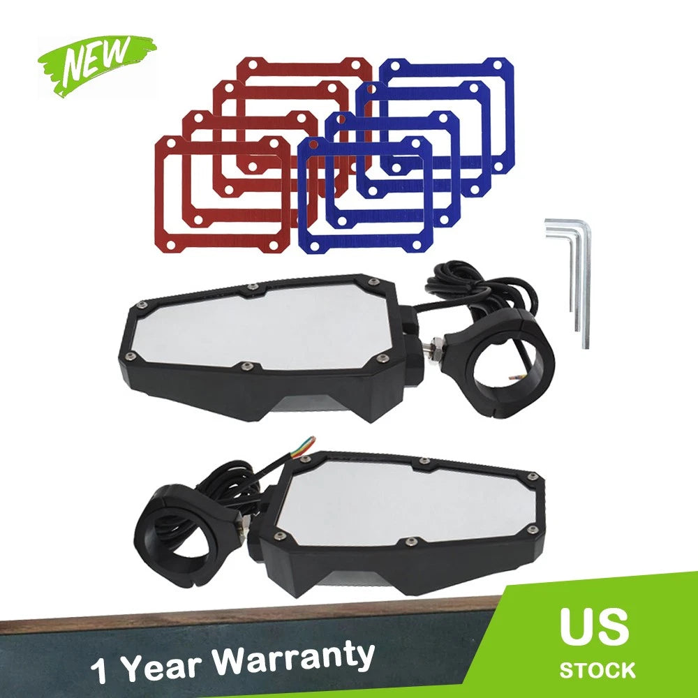 Set of 2 Roll Cage Rear View Side Mirrors with LED for Polaris RZR