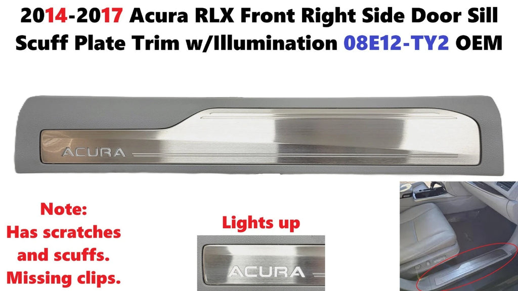 Front Right Door Sill Scuff Plate Trim w/Illumination for Acura RLX (2014–2017)