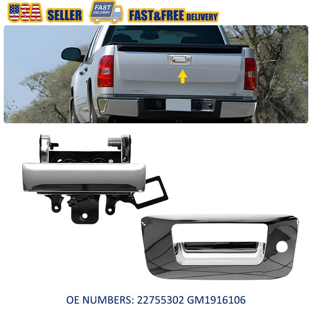 Set of 2 Chrome Tailgate Handles with Bezel for Silverado Sierra (2007–2014) GM1916106 V