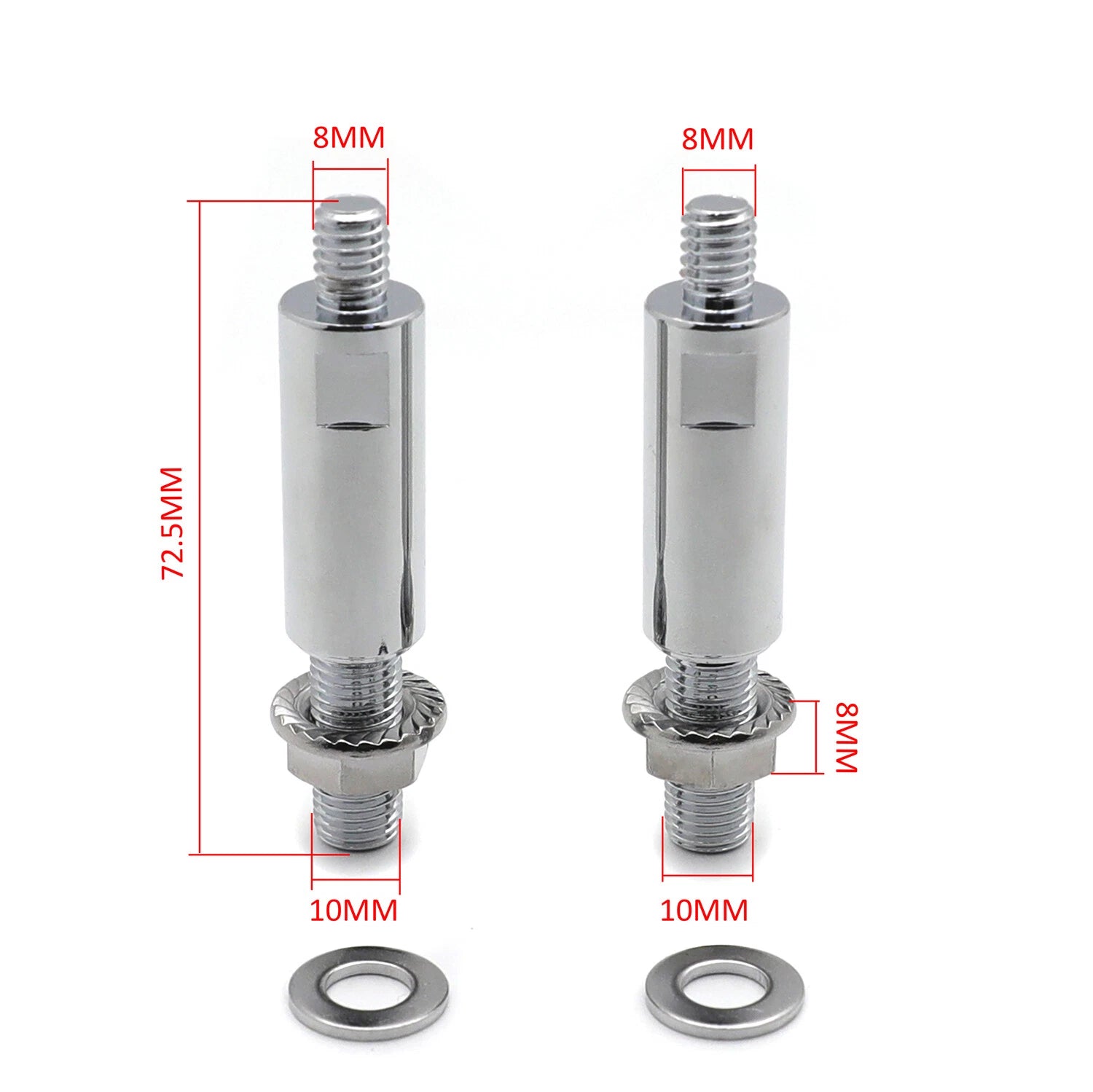Chrome 1-1/2" Raised Mirror Adapters for Yamaha Ducati Scrambler (2015–2023)
