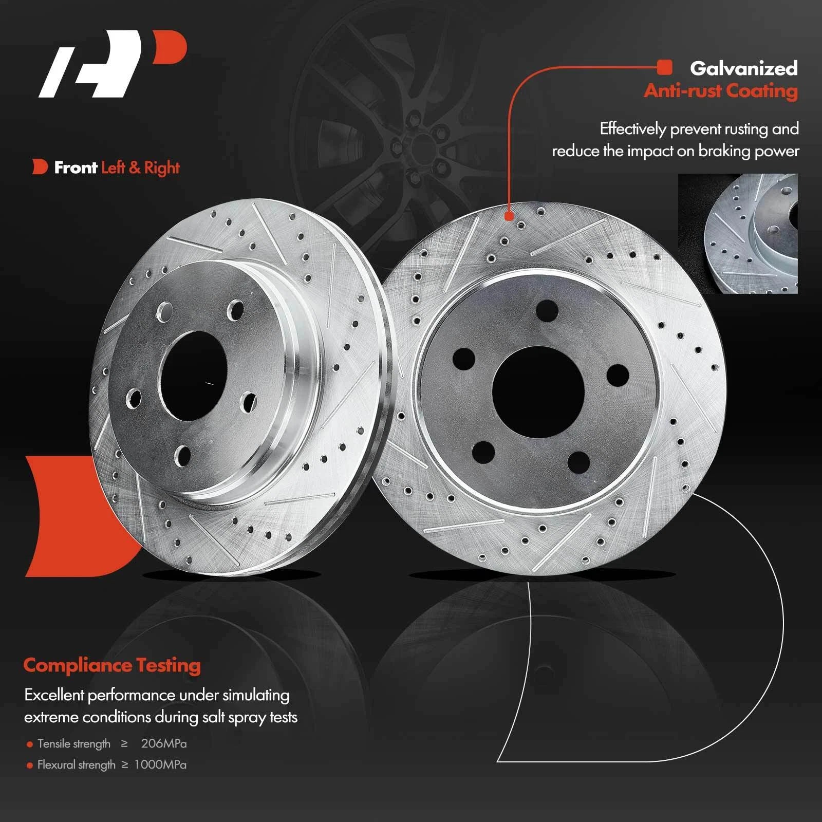 Front Drilled Brake Rotors & Ceramic Pads for Ram 1500 (2006-2010)