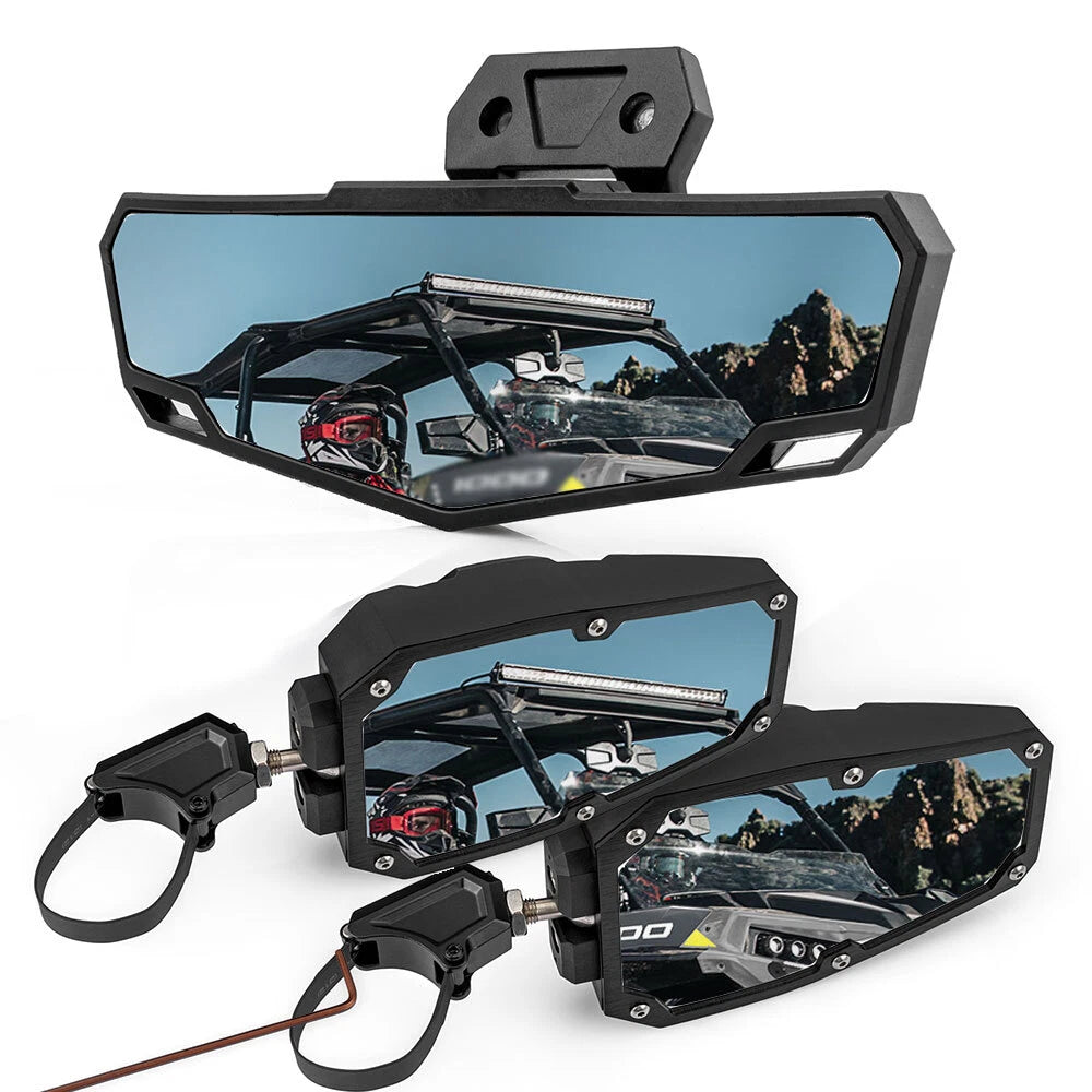 UTV Rear Side & Convex Center Mirrors for Polaris RZR Trail S1000 900 (2020–2023)