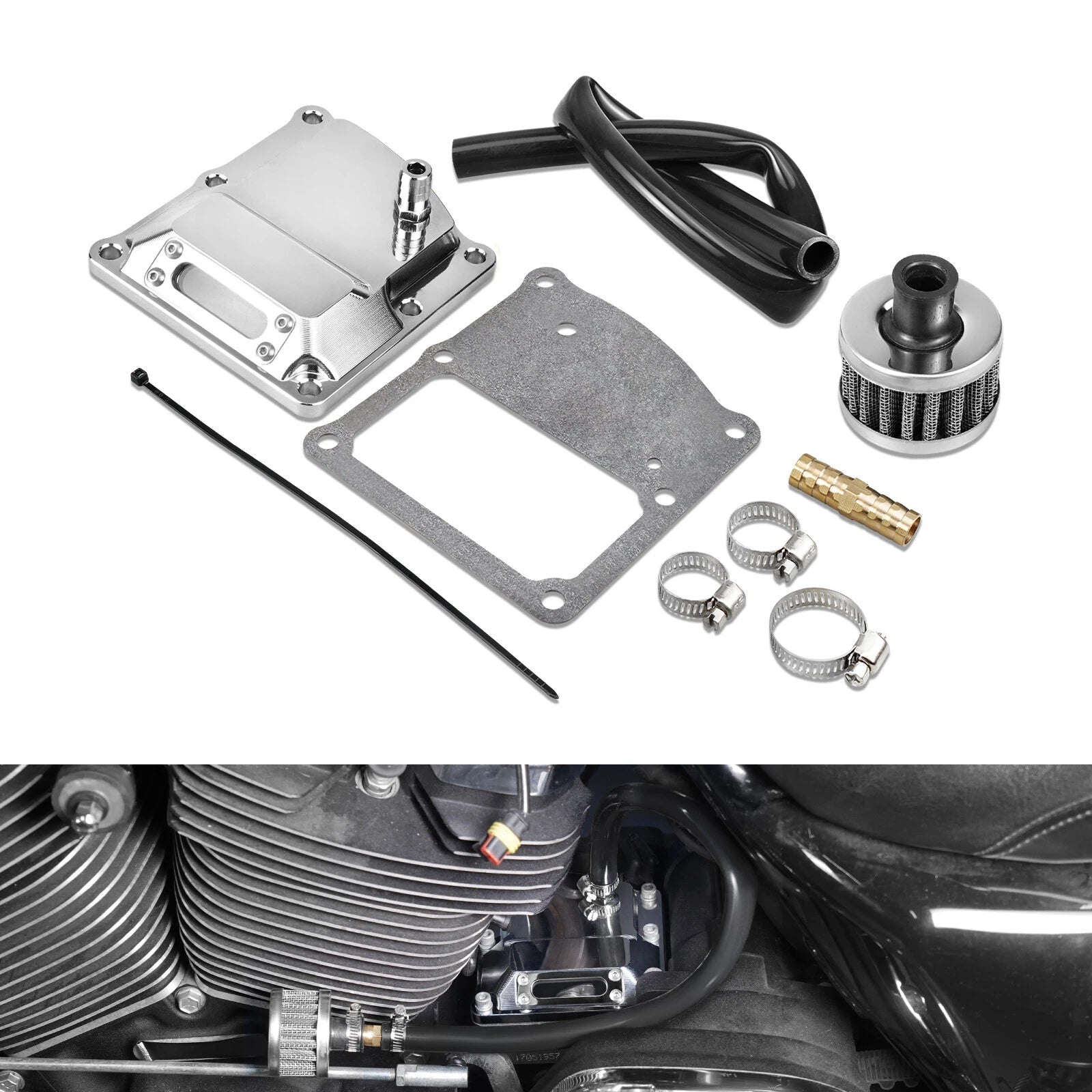 Chromed Transparent Vented Transmission Top Cover for Harley M8 (2017–2024)
