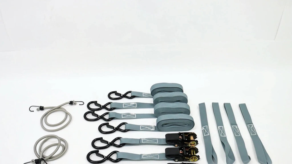 Set of 4 Ratchet Straps for Secure Cargo Tie-Down (2200lb Strength)