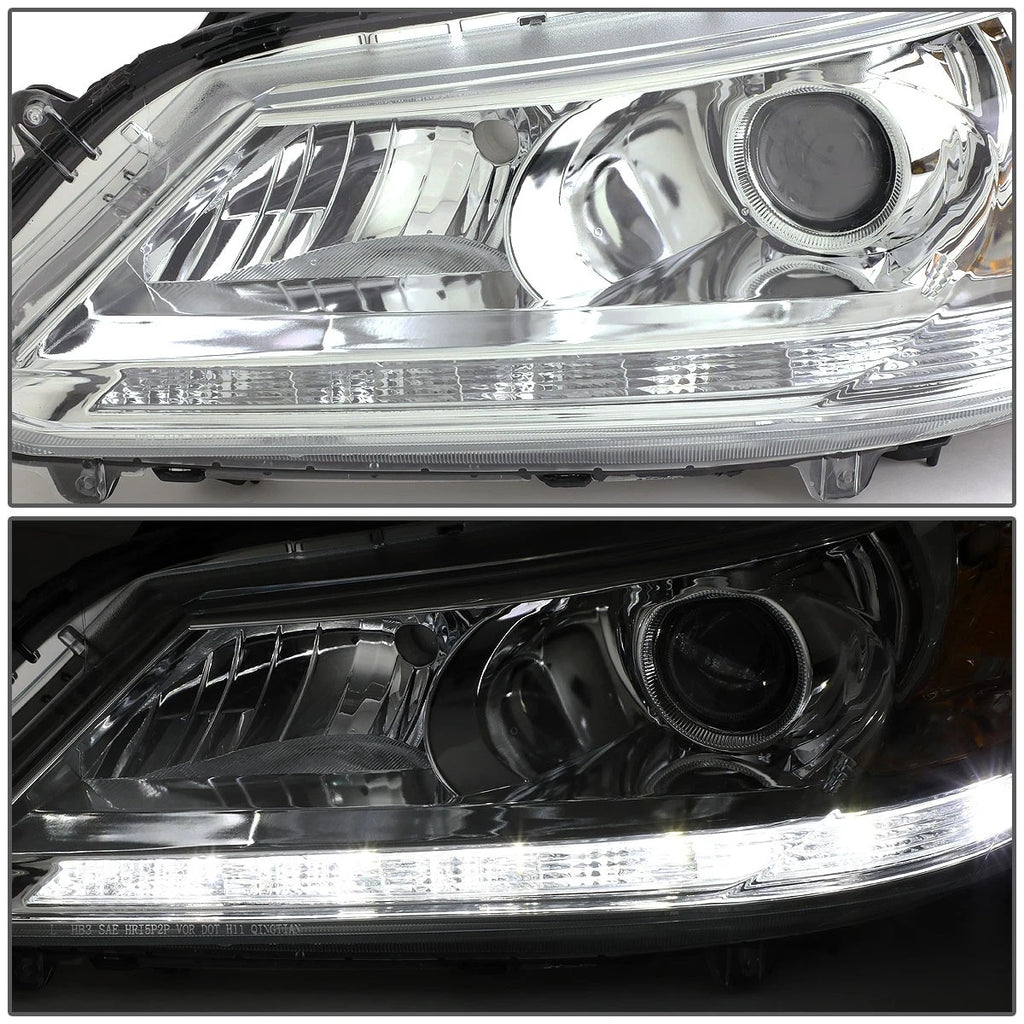 Chrome/Amber Corner Projector LED DRL Headlight Lamps for Honda Accord (2013–2015)