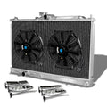 2X Aluminum Radiator with Black Cooling Fans for Lancer Evolution EVO 8/9