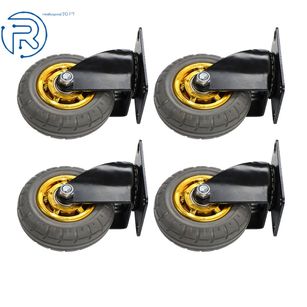 Set of 4 Heavy Duty 4" Rubber Casters for Smooth 360° Movement