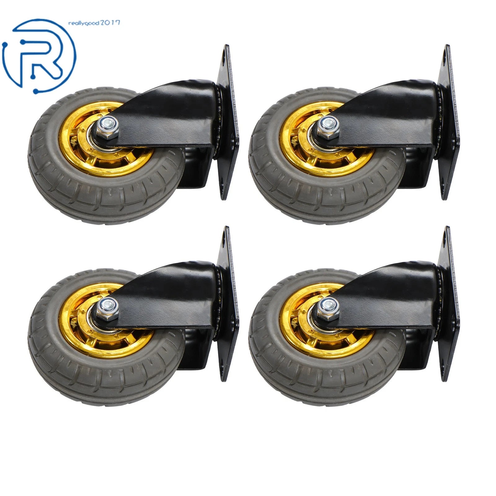 Set of 4 Heavy Duty 4" Rubber Casters for Smooth 360° Movement