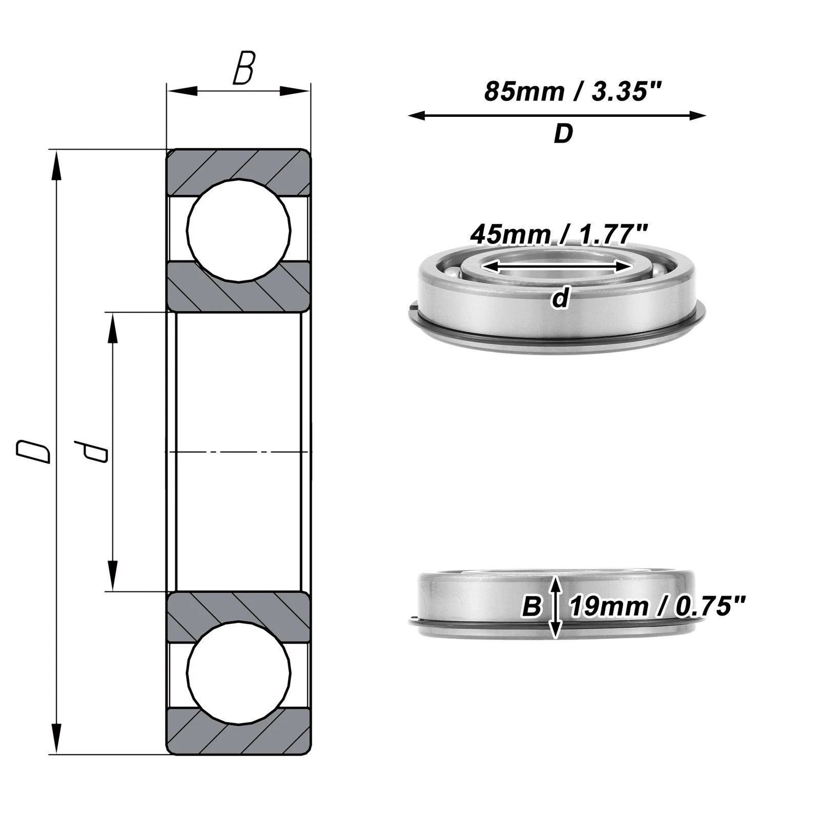 6209NR Deep Groove Ball Bearing for Scooter Skateboard Wheel (P0)