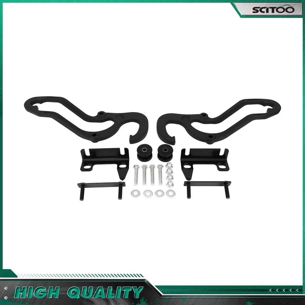 Set of 2 Front Tow Hooks for Dodge Ram 1500 (2009–2019) Black with Hardware