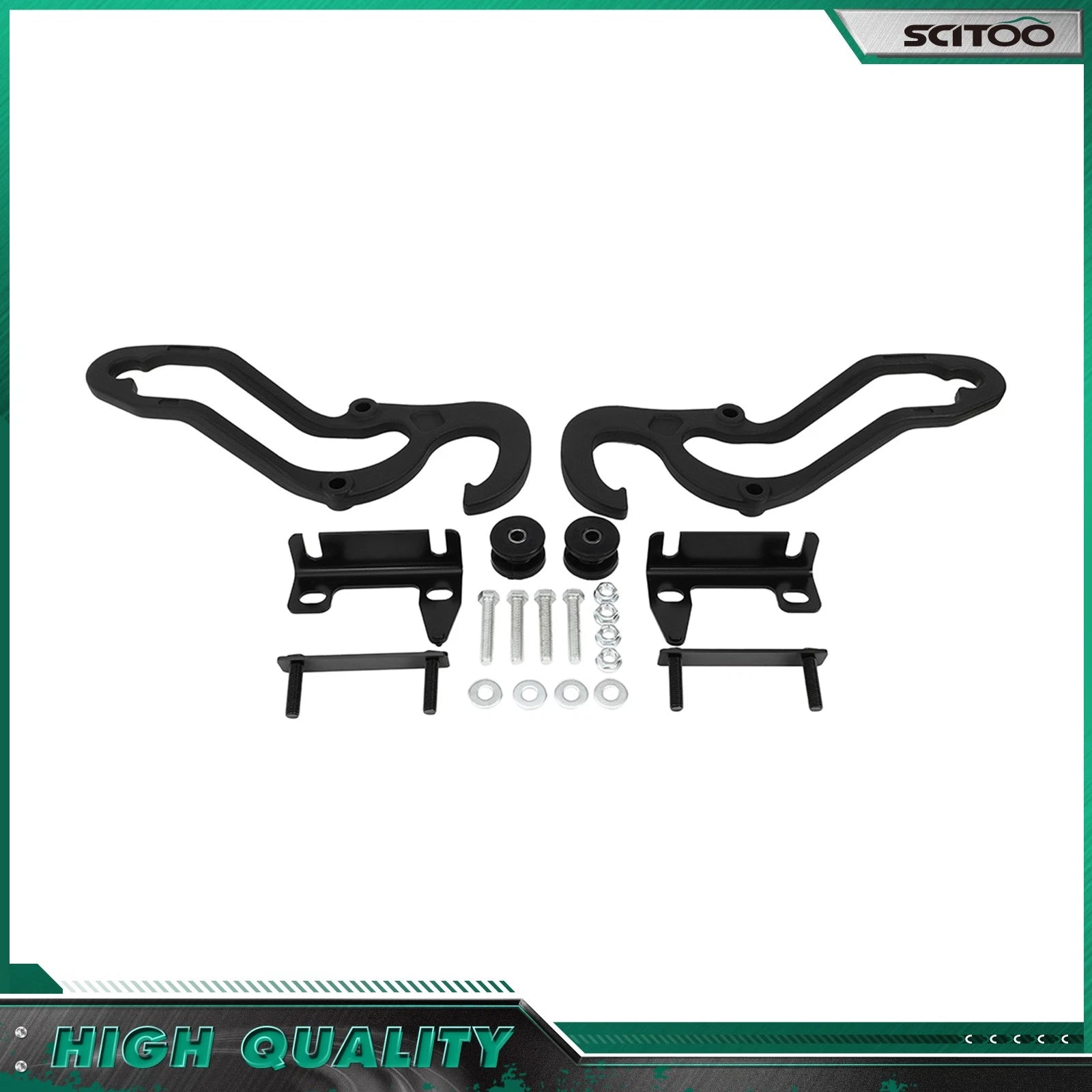Set of 2 Front Tow Hooks for Dodge Ram 1500 (2009–2019) Black with Hardware