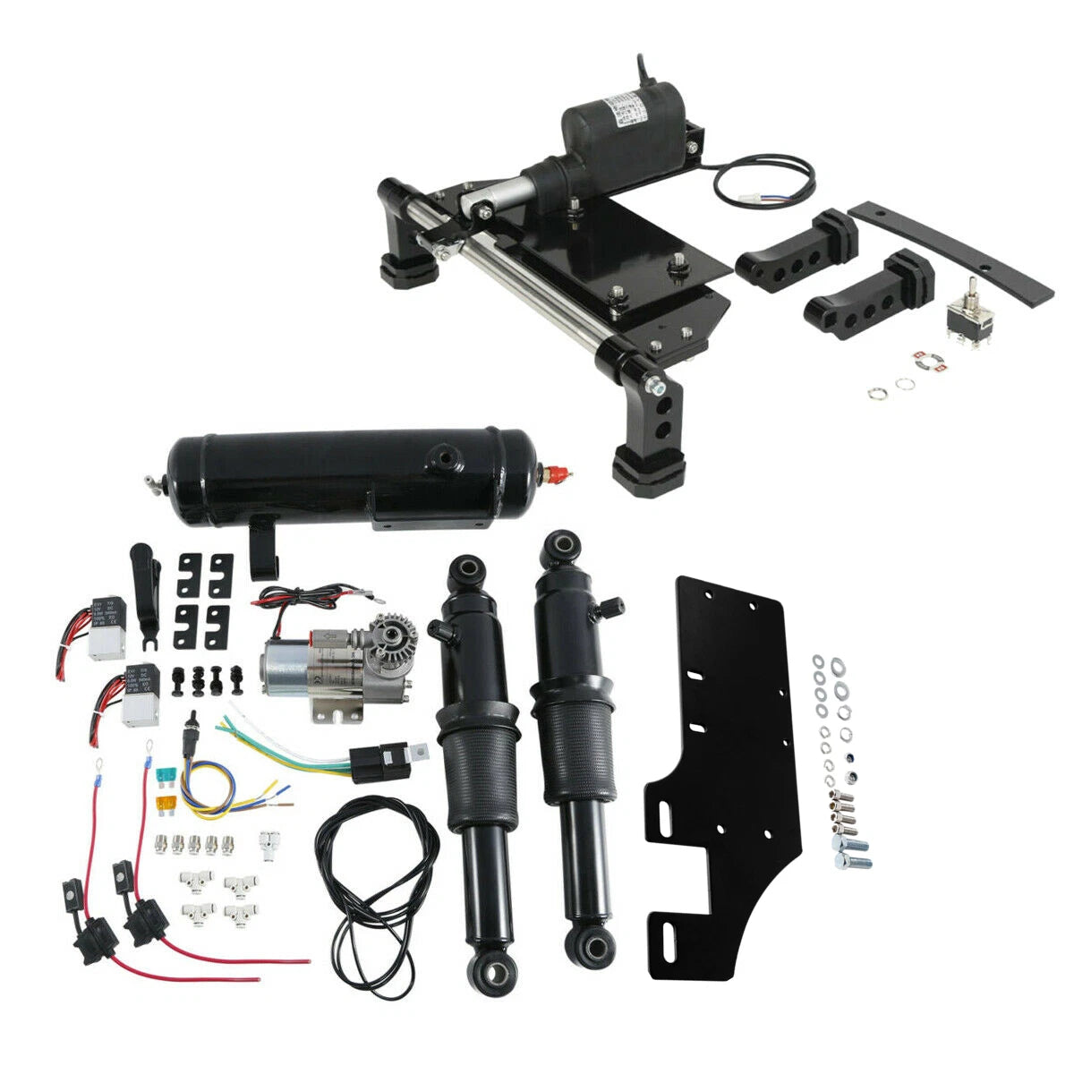 Electric Center Stand & Air Ride Suspension Air Tank for Harley Touring (2009–2016)