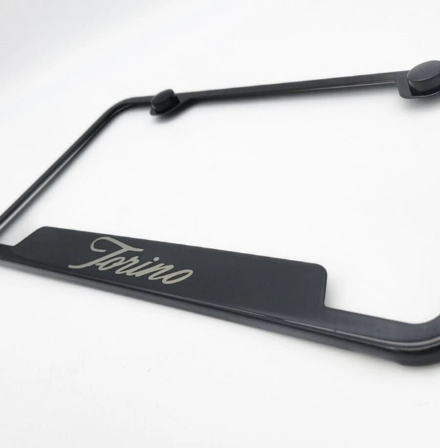 License Plate Frame Black Notched Stainless for Ford Torino (1968–1972)