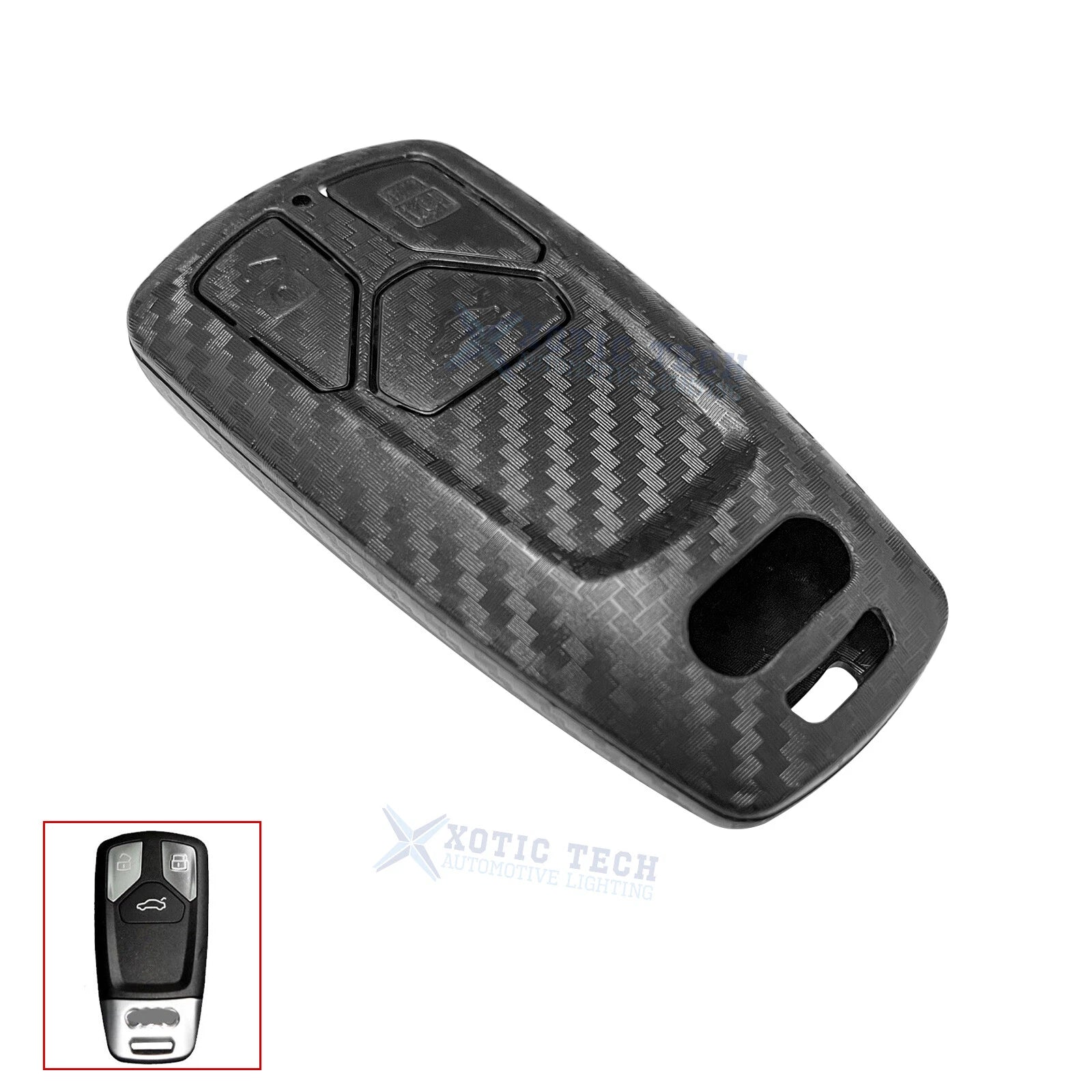 Carbon Fiber Texture Keyless Smart Key Fob Case for Audi A4–A5 S5 (2017–2019)