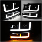 Switchback LED DRL Pair Headlights for GMC Sierra Yukon Denali (2001–2007)