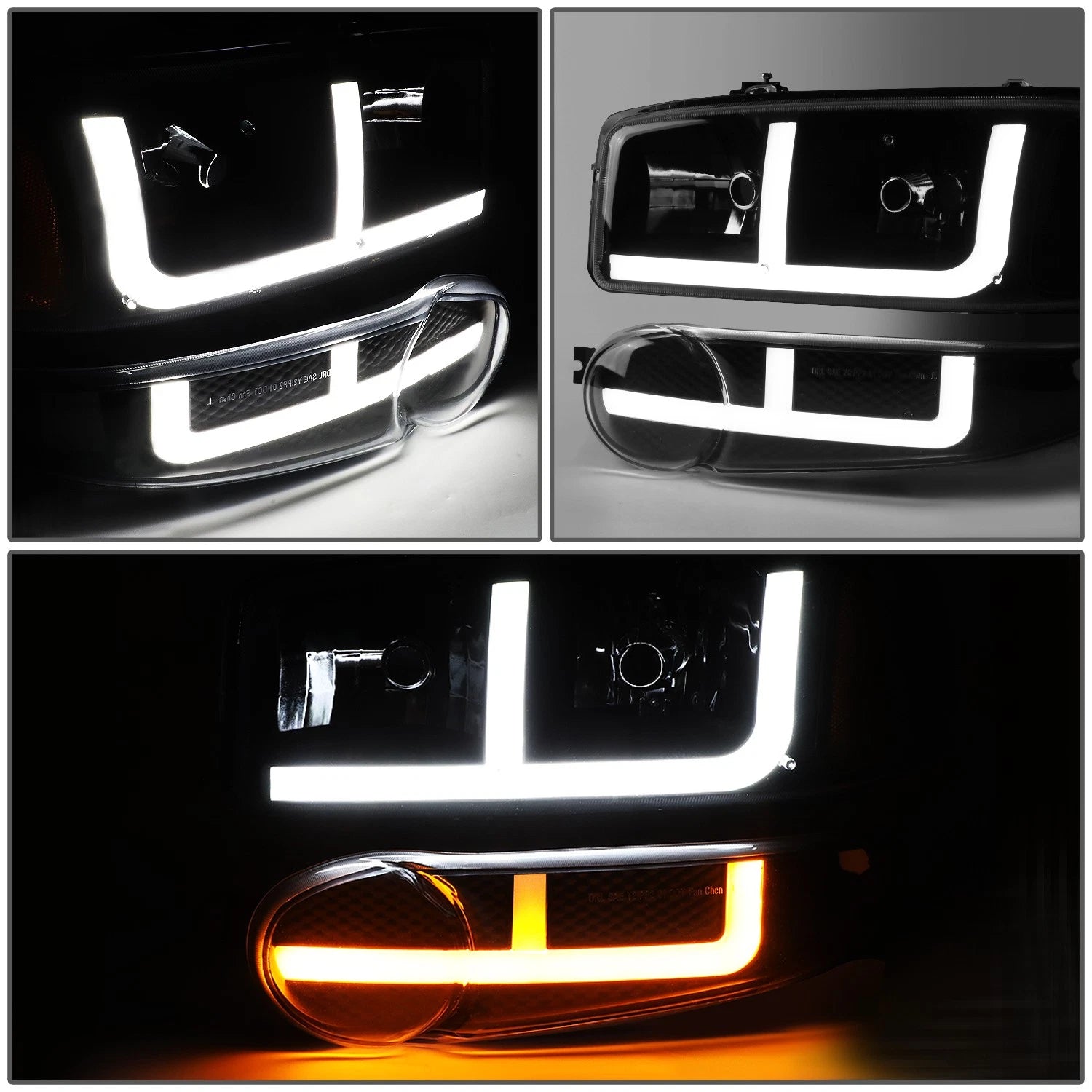 Switchback LED DRL Pair Headlights for GMC Sierra Yukon Denali (2001–2007)