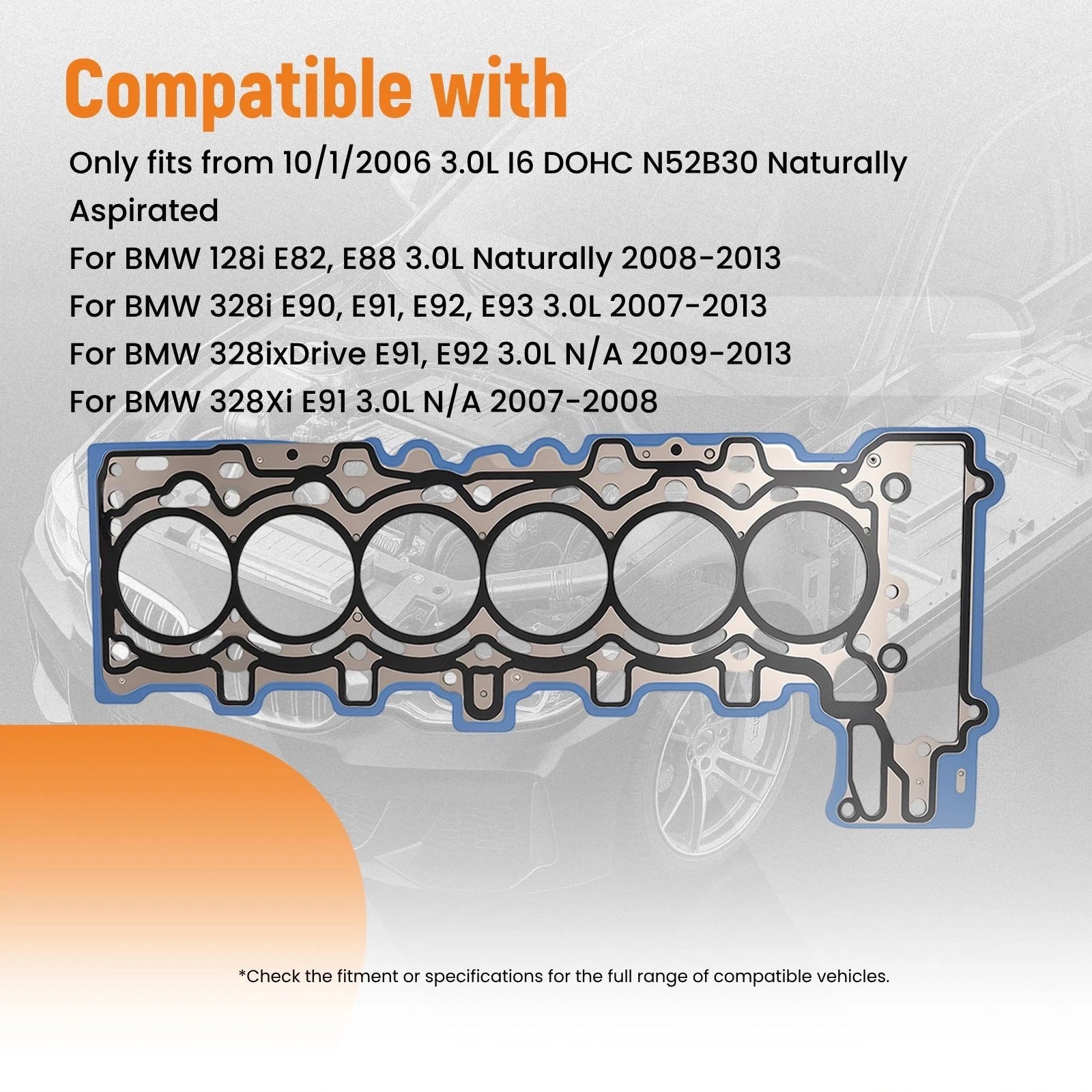 Head Gasket Set MLS for BMW 528i F10 E60 F18 3.0L N52B30 (2008–2011) 11127553209