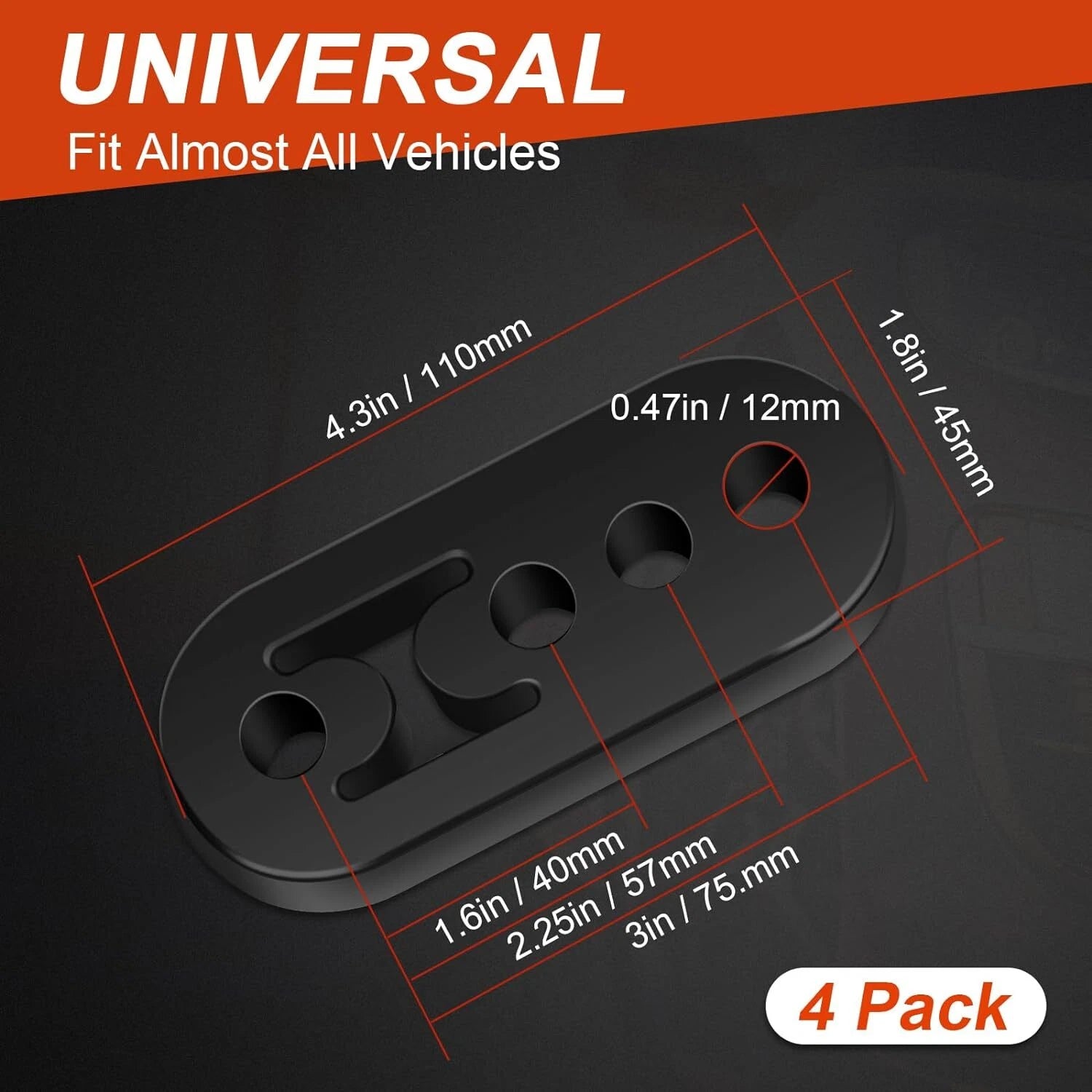 Set of 4 Adjustable Polyurethane Rubber Exhaust Hangers Universal