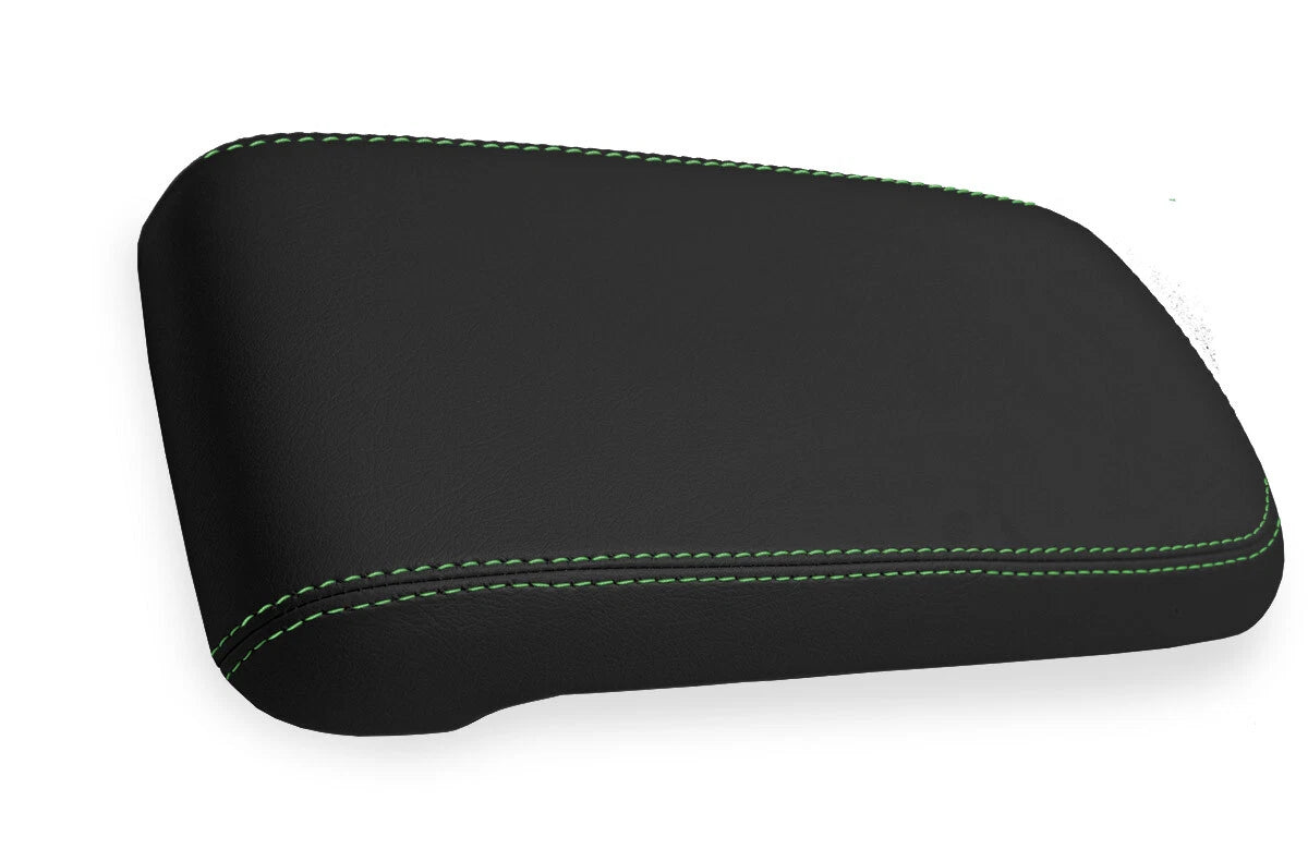 Leather Console Lid Armrest Cover for Chevrolet Colorado (2015–2022) Green Stitch