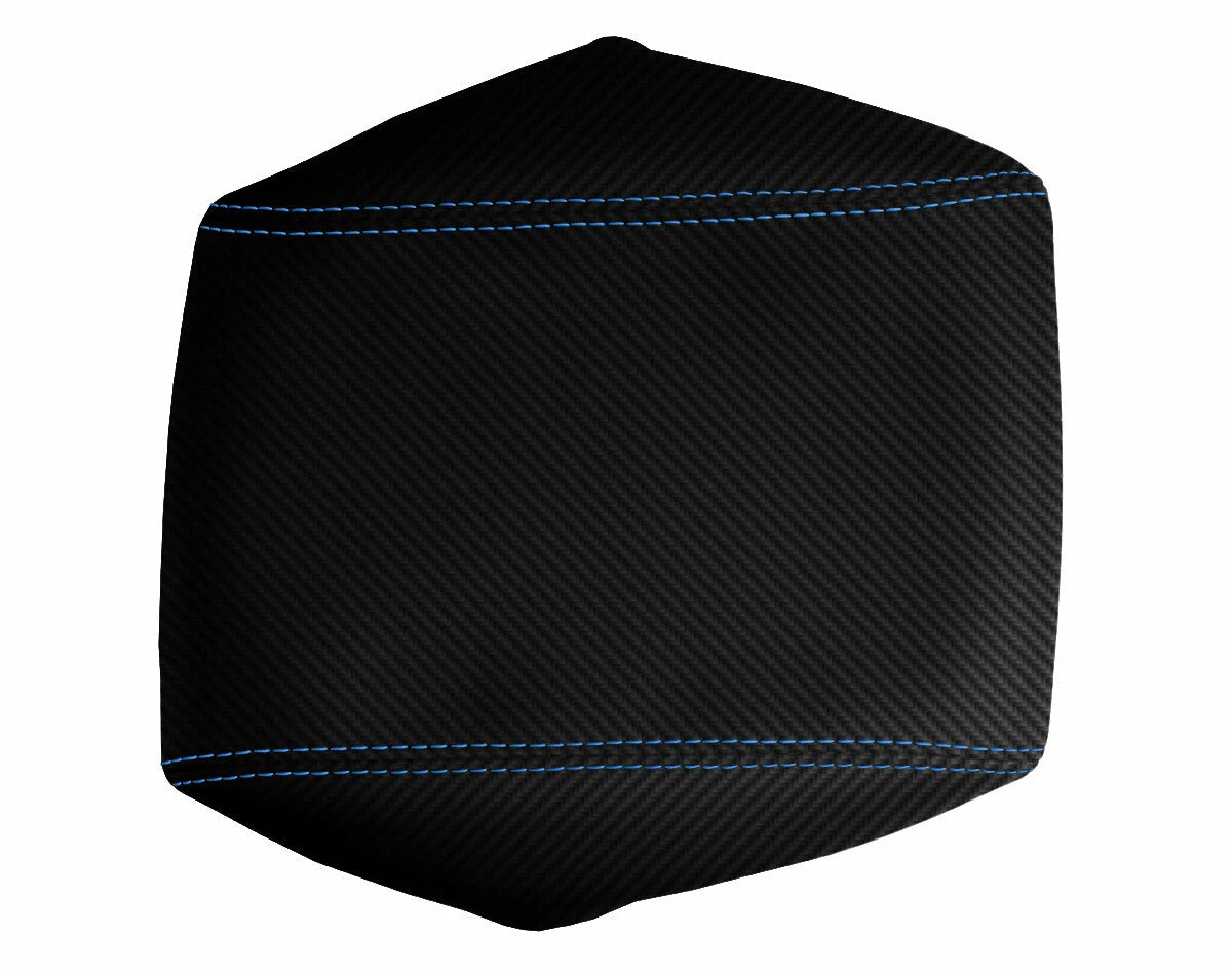 Console Lid Armrest Cover for Dodge Challenger (2008–2014) Carbon Fiber Blue Stitch