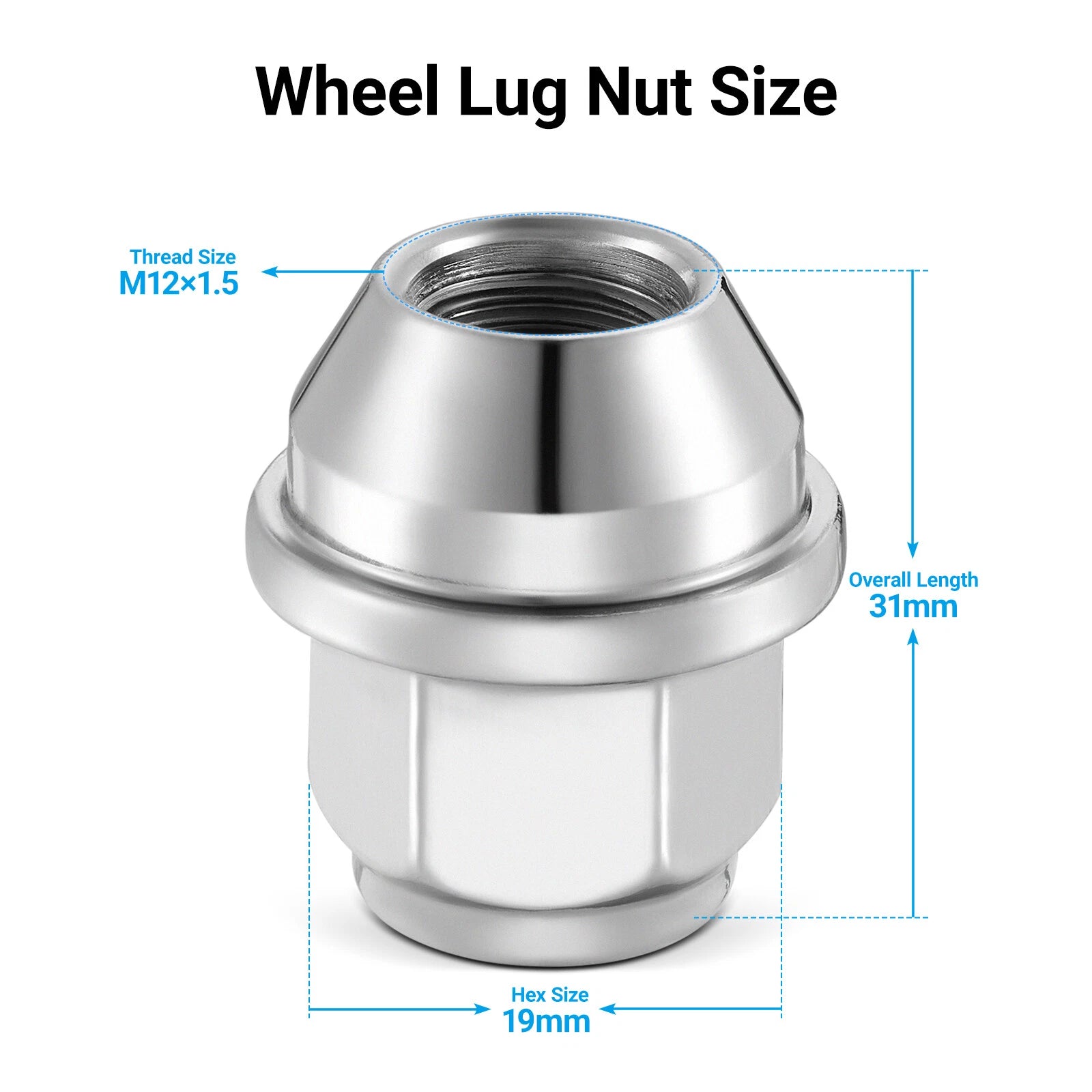 Wheel Lug Nuts for Ford Focus Fusion Escape EcoSport (20x, 12x1.5)