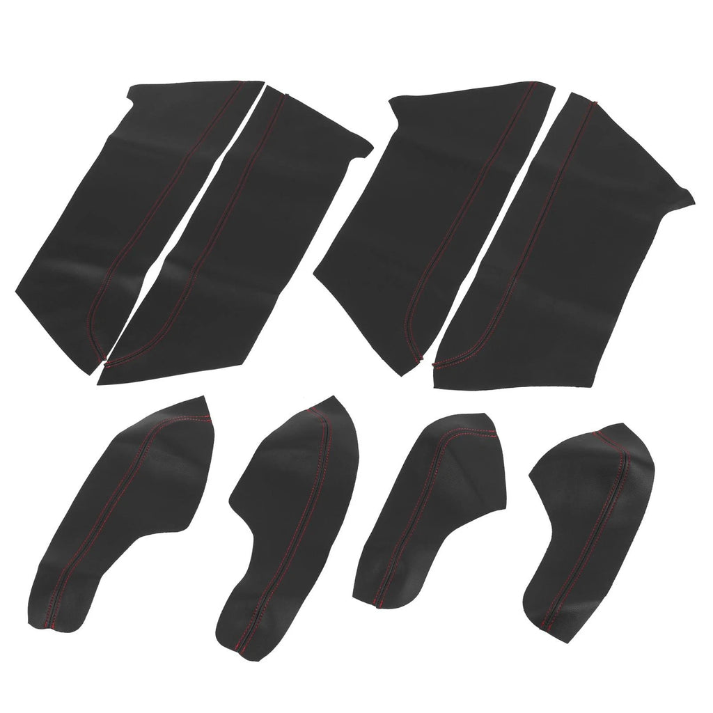 8Pcs Door Panel Armrest Cover for Honda Civic (2016–2020) Black Red Line