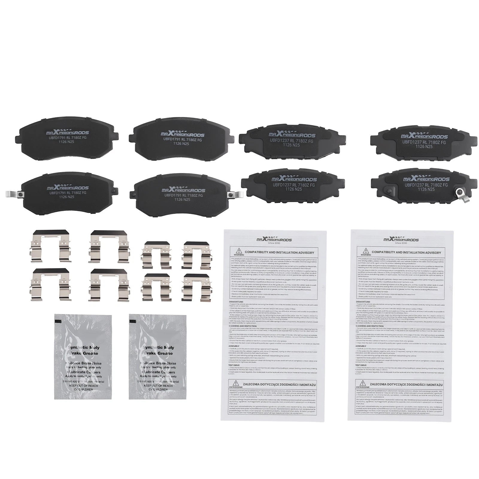 8pcs Ceramic Brake Pad Set for Subaru Forester Impreza Legacy Outback (2010–2020)