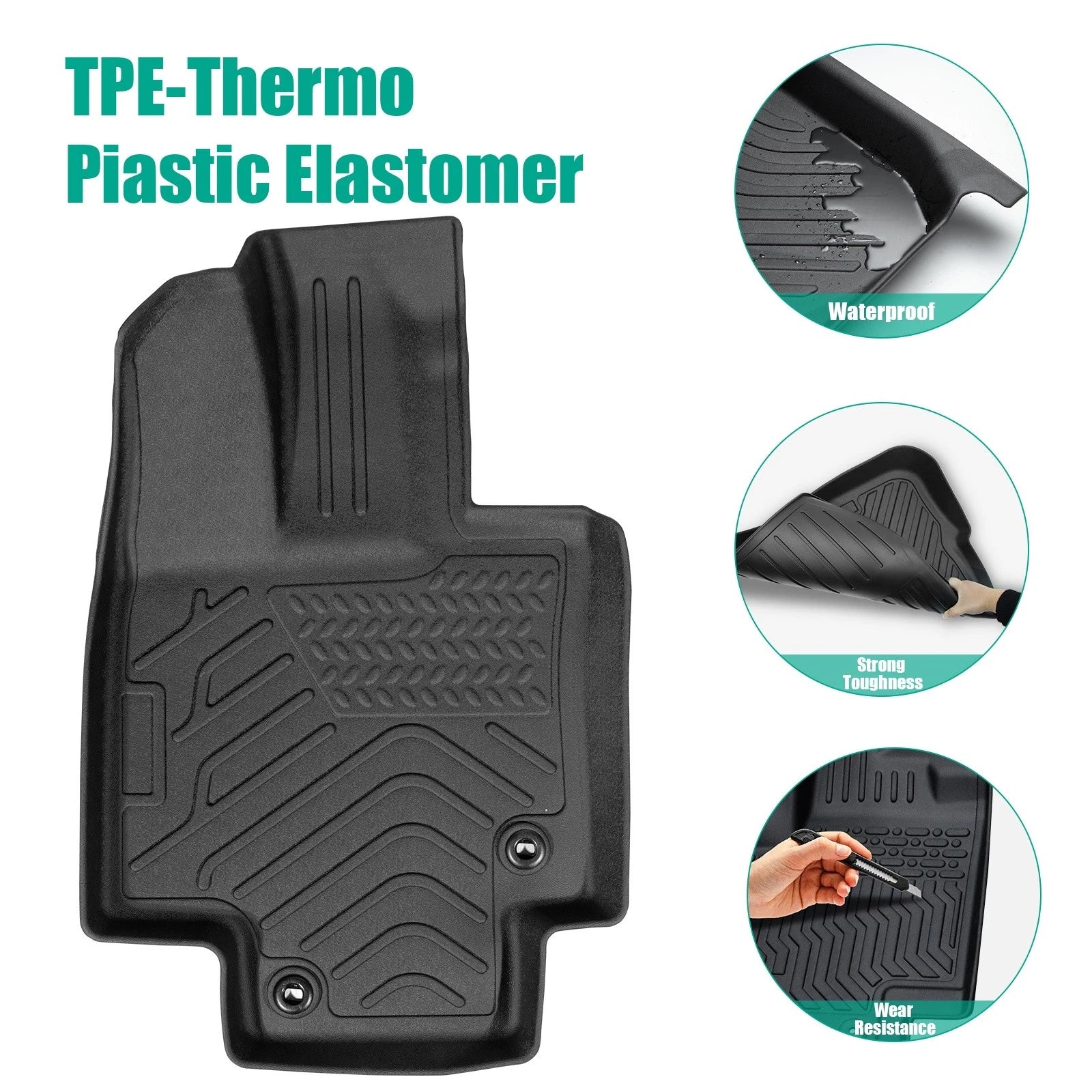 Set of 3 Row Floor Mats for Toyota Highlander (2020–2025) TPE Rubber All Weather