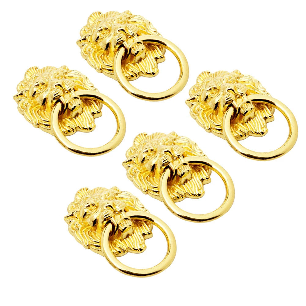 5X Golden Lion Head Pull Handle Ring Knob for Furniture Hardware