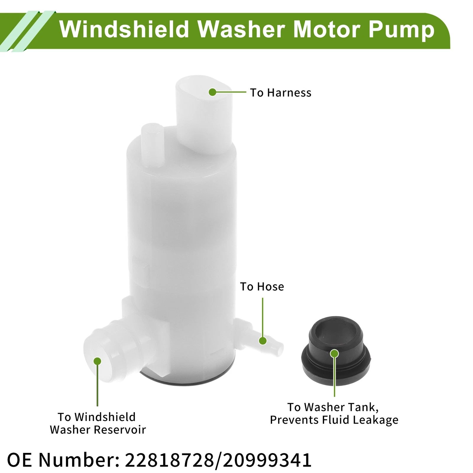 Windshield Washer Pump w/Grommet for Cadillac Escalade (2007–2010) No.22818728