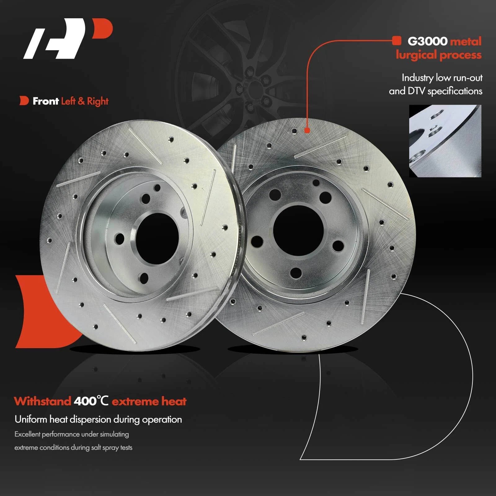Front Side Drilled Brake Rotors for Mercedes-Benz C250 C300 (2010–2015)