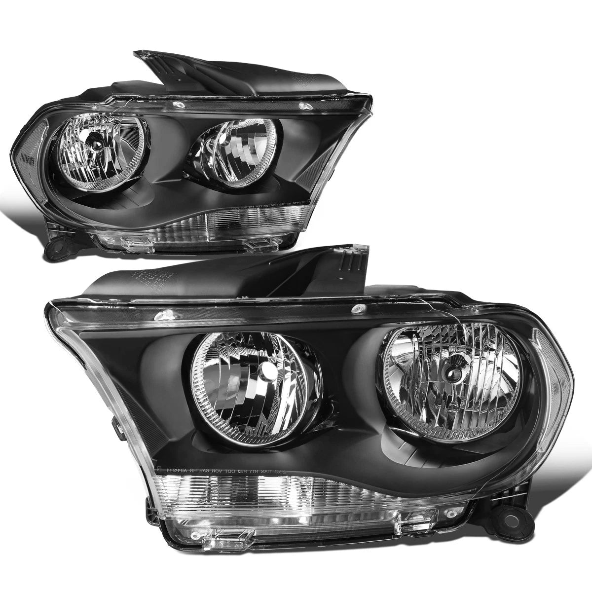 Set of 2 Black Housing Clear Corner Headlights for Dodge Durango (2011–2013)