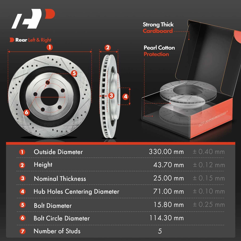 Drilled Brake Rotors & Ceramic Pads for Ford Mustang (2015–2020)