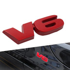 V6 Logo Metal Car Emblem Badge for Universal Fit (3D Red)