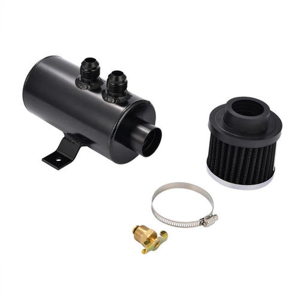2X Oil Catch Can AN10 Port Breather Filter for Universal (0.75L) Black