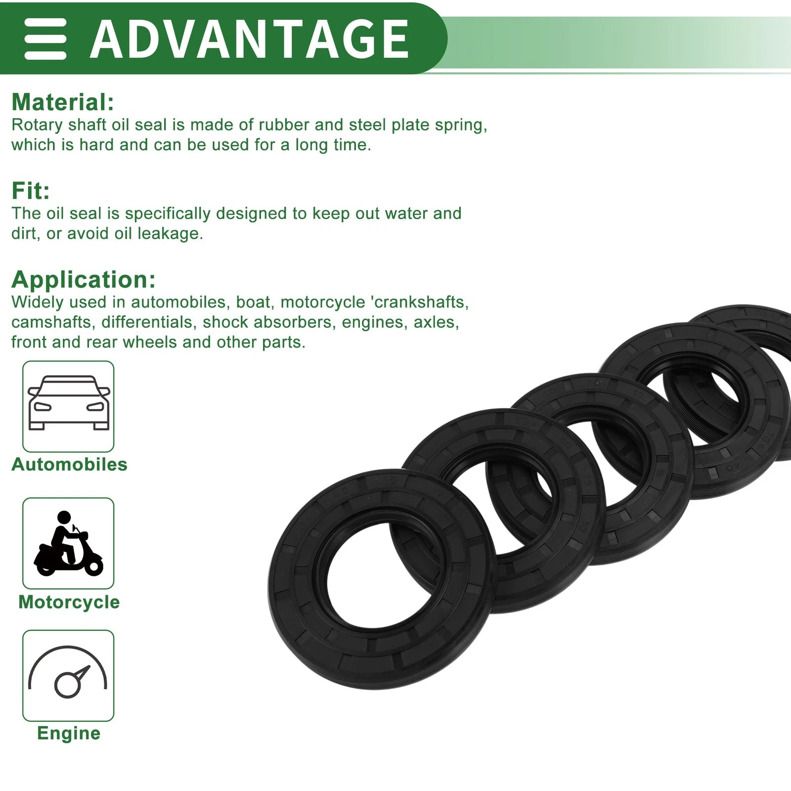 Oil Seal for Various Models (40x75x10mm, NBR Rubber, High Pressure)