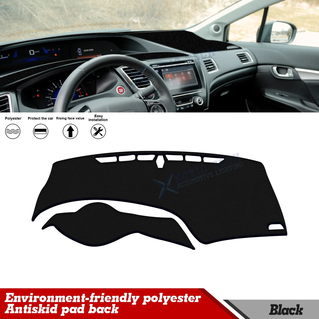 Dash Mat Cover for Honda Civic (2012–2015) Black Dashboard